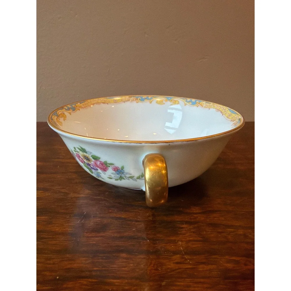 Antique Noritake Cream Soup Bowl and Saucer, Resilio Pattern, 1920s